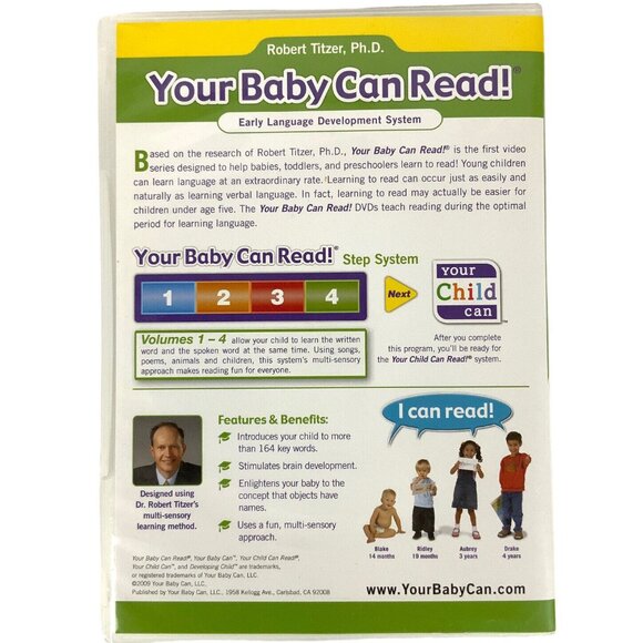 Your Baby Can Read! 4 DVD Set Robert Titzer Early Language Development System - Picture 2 of 4